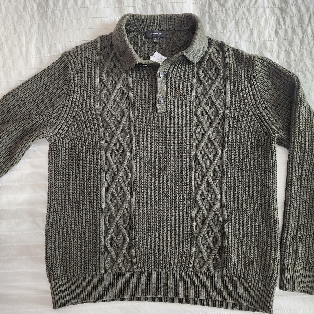 Banana Republic Olive Cable Knit Sweater
